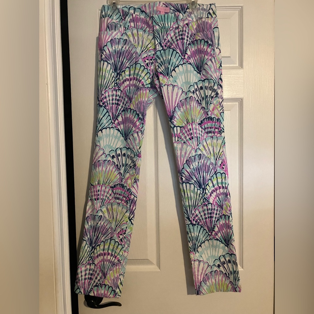 Lilly Pulitzer Purple and Blue pants with Scallop Shell Pattern